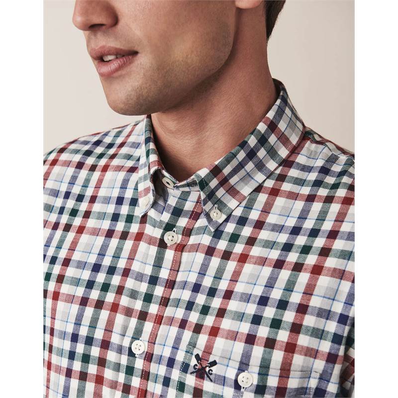Crew Clothing Mens Long Sleeve Classic Fit Check Flannel Shirt-3